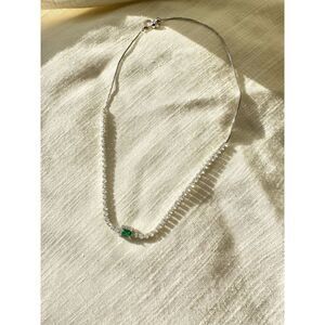 Cubic zirconia emerald green tennis adjustable necklace